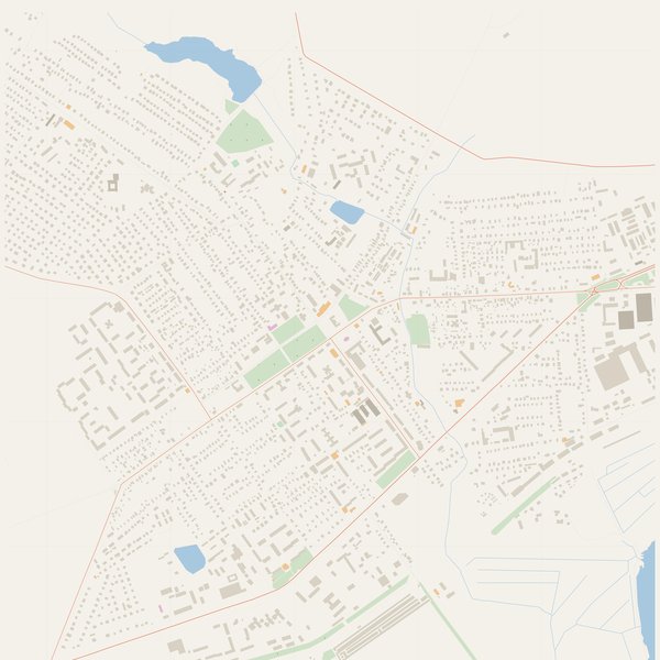 Emergency map with fire hydrants and hospitals of Dzyarzhynsk, Belarus