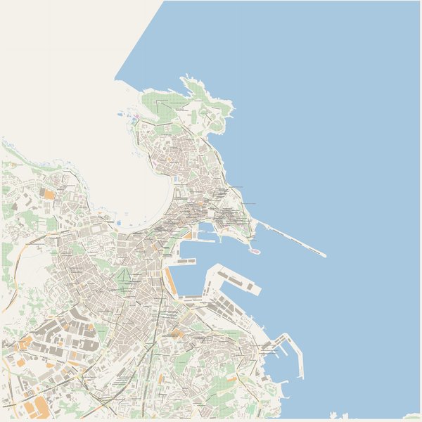 Streets and house numbers of A Coruña, Spain — printable PDF download