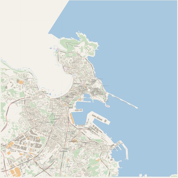 Emergency services map of A Coruña, Spain — printable PDF download
