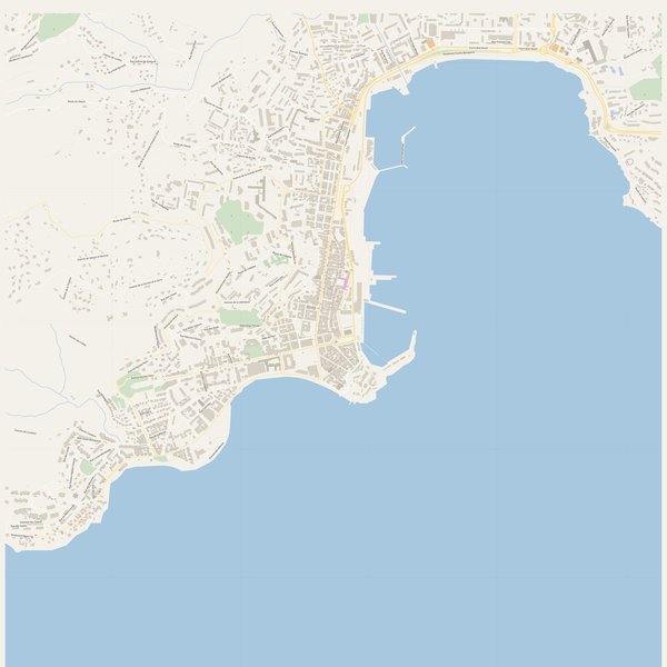 Detailed street map with house numbers of Ajaccio, France