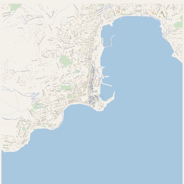Walking and running map of Ajaccio, France