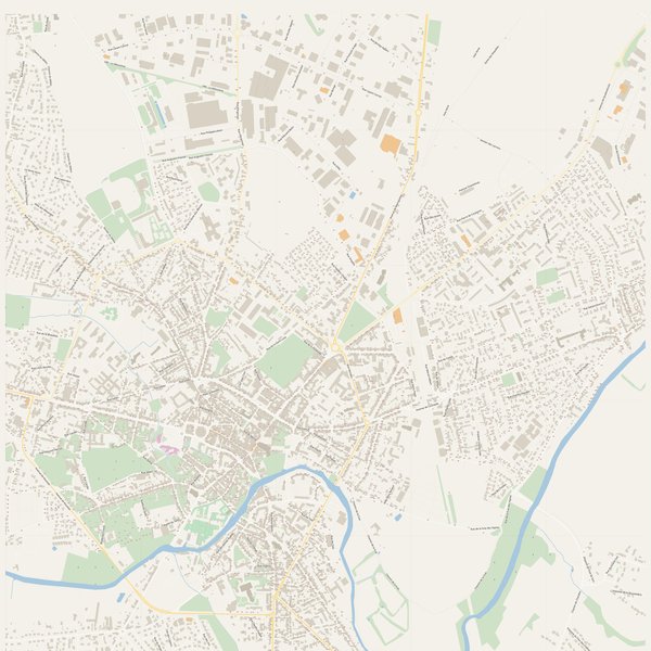 Detailed street map with house numbers of Alençon, France