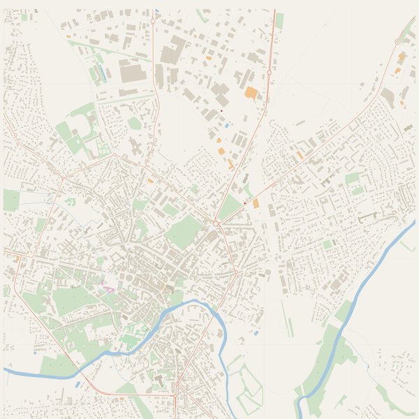 Emergency map with fire hydrants and hospitals of Alençon, France