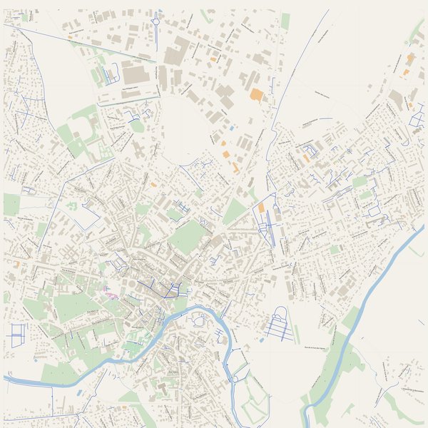 Walking and running map of Alençon, France