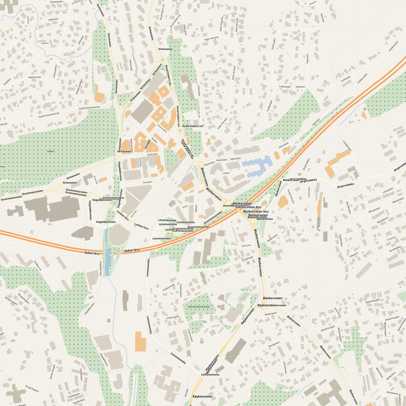 Printable PDF map of Asker, Norway — download for wall print